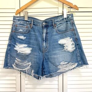 American Eagle 90s Boyfriend Shorts Distressed Denim Size 10